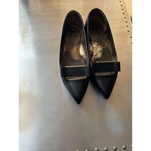 Lanvin Black Leather Flats Bow Embellishment Made in Italy SZ 36.5